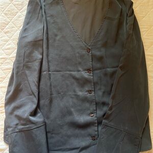 Lulu's Black Button Down Shirt Top